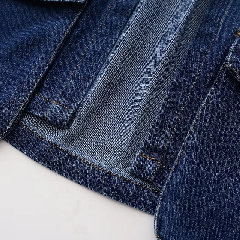 Chic Denim Lace Up Women‘s Shirt Fashion Loose Turn-down Collar Long Sleeve Female Shirts 2024 Sping Pocket Office Lady Top