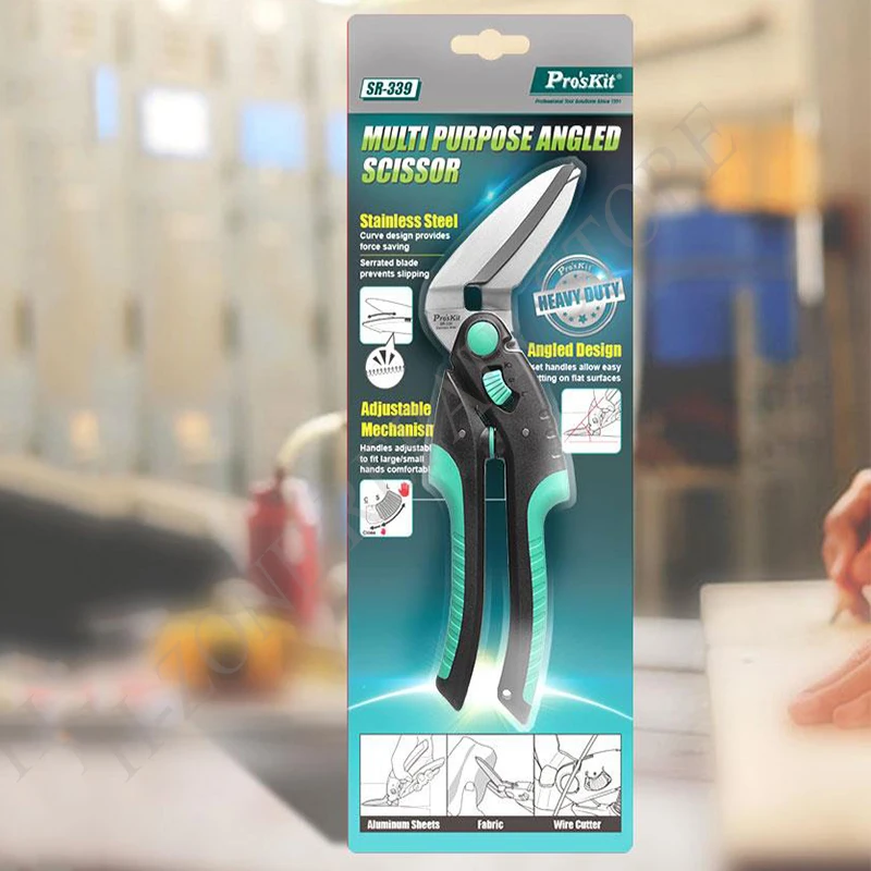 Pro'Skit Sr-339 Forbici Angolate Multiuso Da 10 Pollici Per Fogli Di Latta Di Grandi Dimensioni, Tappeti, Cartoni, Tessuto, Fogli Di Alluminio, Plasti