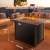Outside Garden Backyard Deck Patio Fire Pit Propane Gas FirePit Table 43" Outdoor Fire Pit Rectangular Tabletop with Lid 3