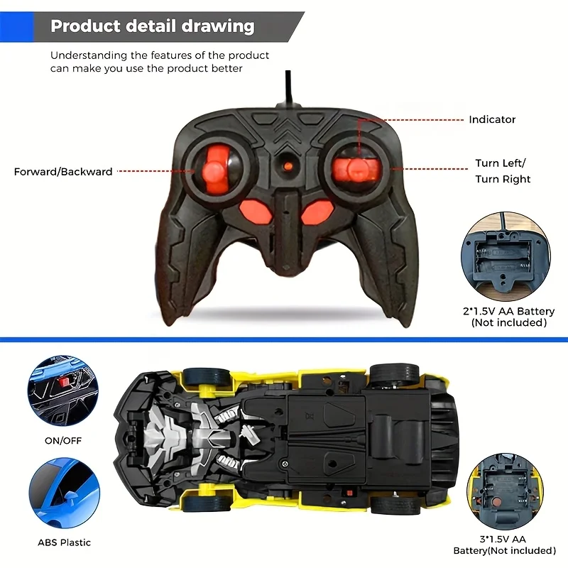 Voiture RC 4x4 tout-terrain 2.4GHz - Bleu profond, Rouge, Jaune, Bleu
