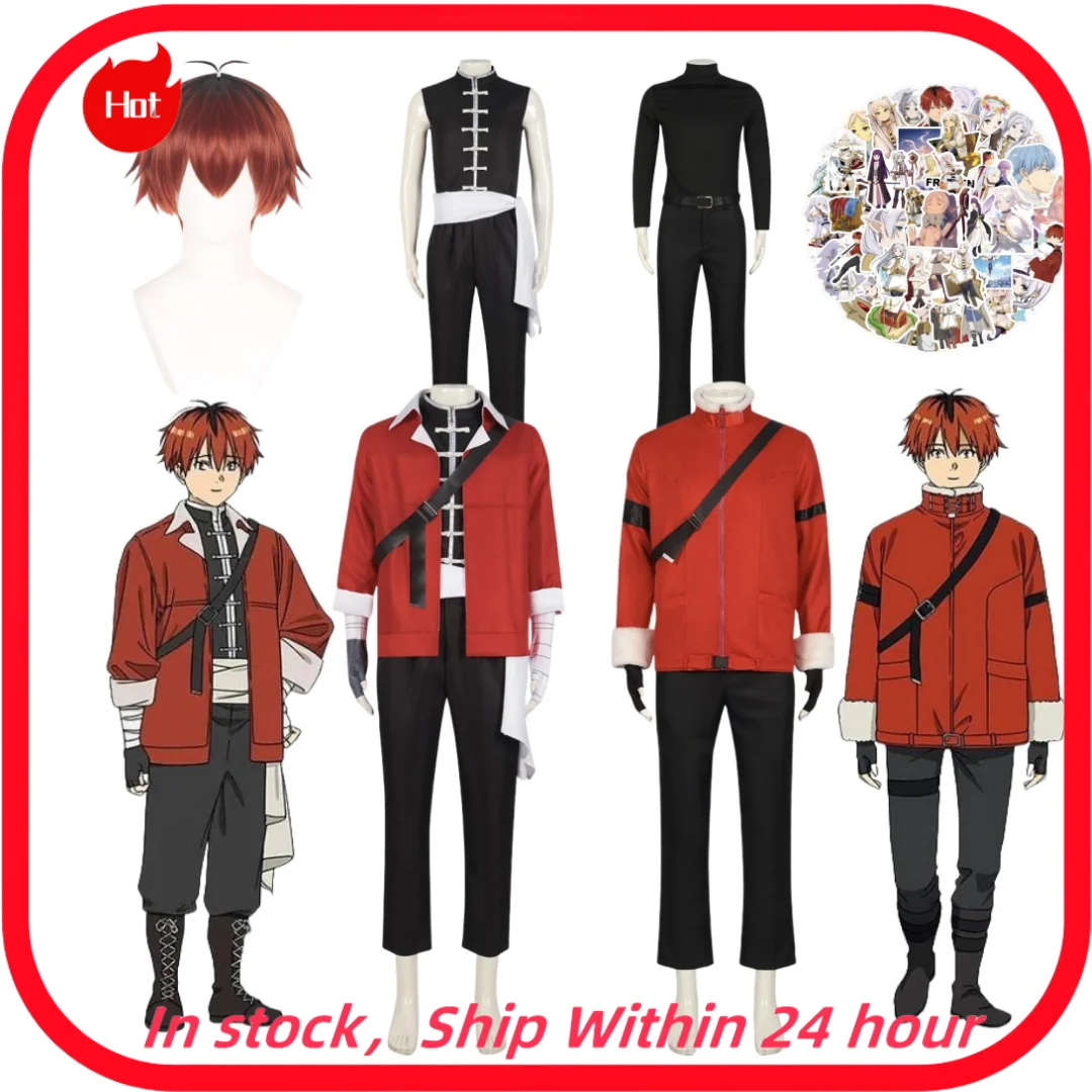 

Anime Frieren Beyond Journey's End Soldier Stark Cosplay Costume Clothe Pants Coat Wig Gloves Belt Sticker Set
