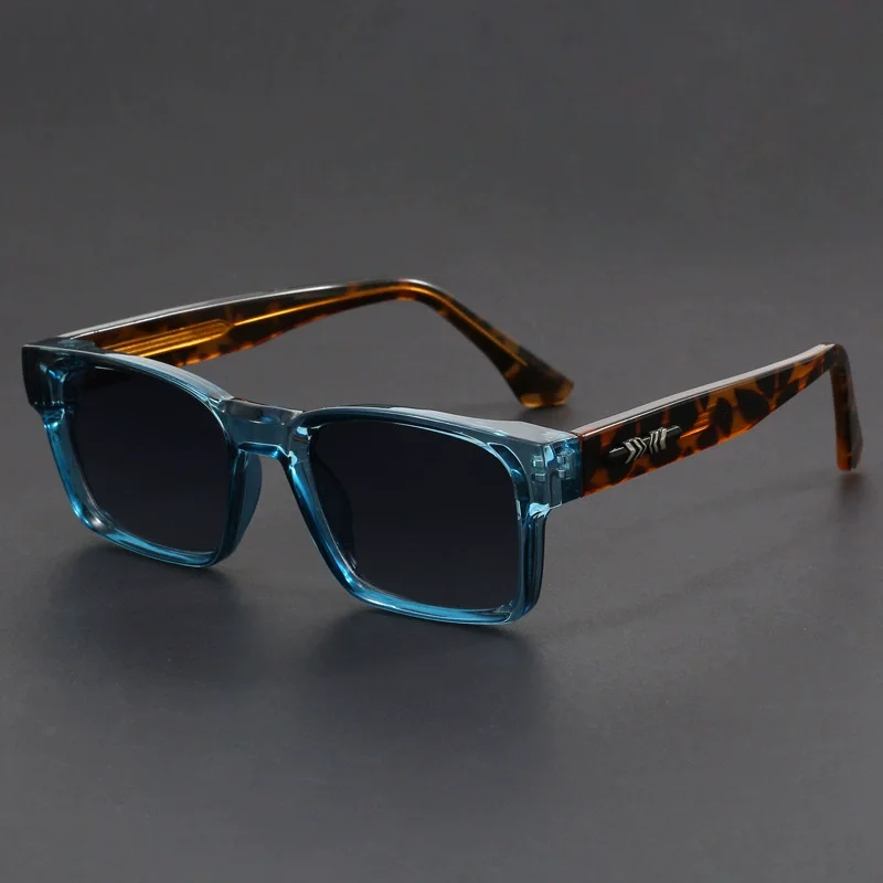 Fashionable Retro Sunglasses Fashionable Retro Square Black and Leopard Print Full Frame Anti-Uv Sunglasses for Men Japanese Simple Literary Style Shades