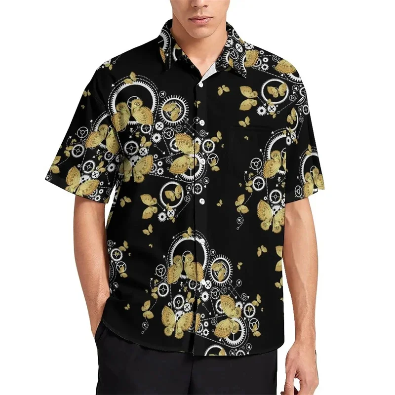 thumbnail image 1 of Blusas con estampado 3D de mariposas para niños, ropa hawaiana de manga corta con estampado de animales para hombres, ropa de calle, camisas de playa, tops de lujo, 2024, 1 of 5