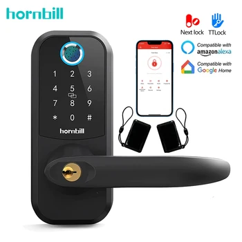 Hornbill Fingerprint Smart Door Lock Bluetooth Digital Electronic Locks Keyless Entry Deadbolt Home Security Protection Handle 1
