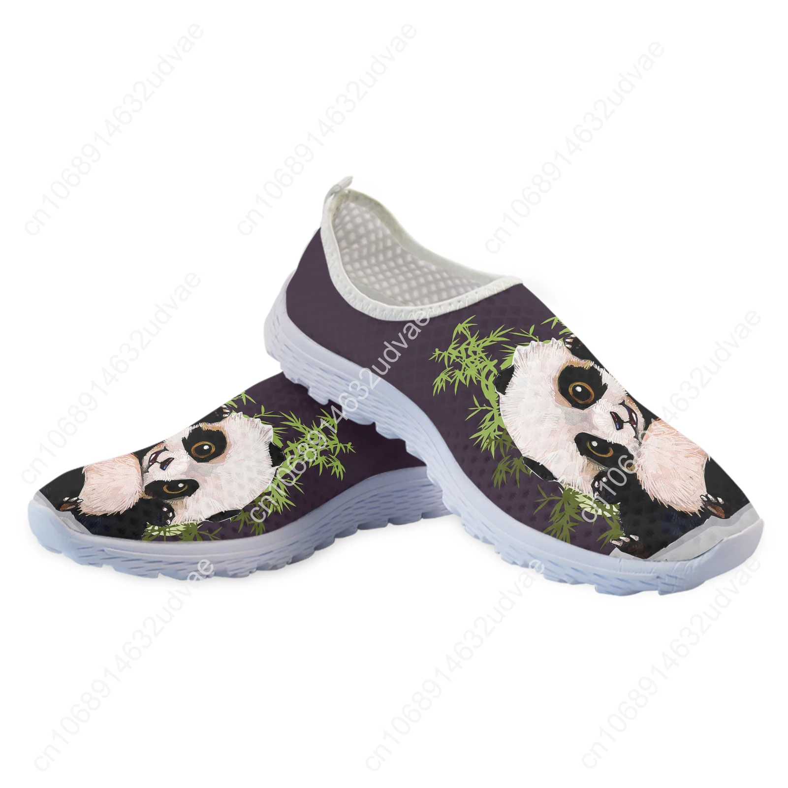 Cute Panda Bamboo 3D Printing Women's Shoes Comfortable And Breathable Summer Shoes Mesh Sneakers Slip On Shoes