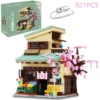 921PCS Cat Grocery Store Building Blocks Creative City Street Scene MOC Model Bricks Set With Lights Kids Educational Toys Gifts 1