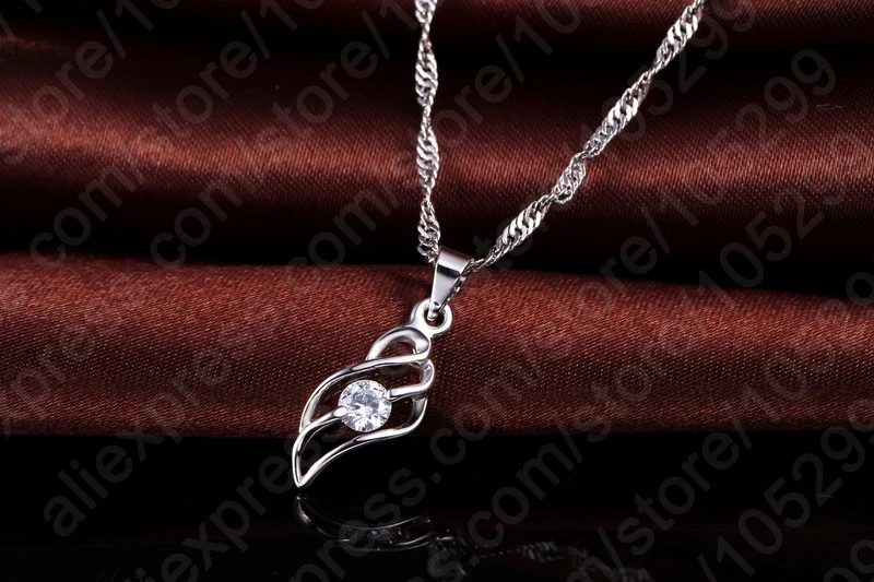 Fine 925 Sterling Silver Jewelry Sets Women Cubic Zirconia Necklace&Pendant&Earrings