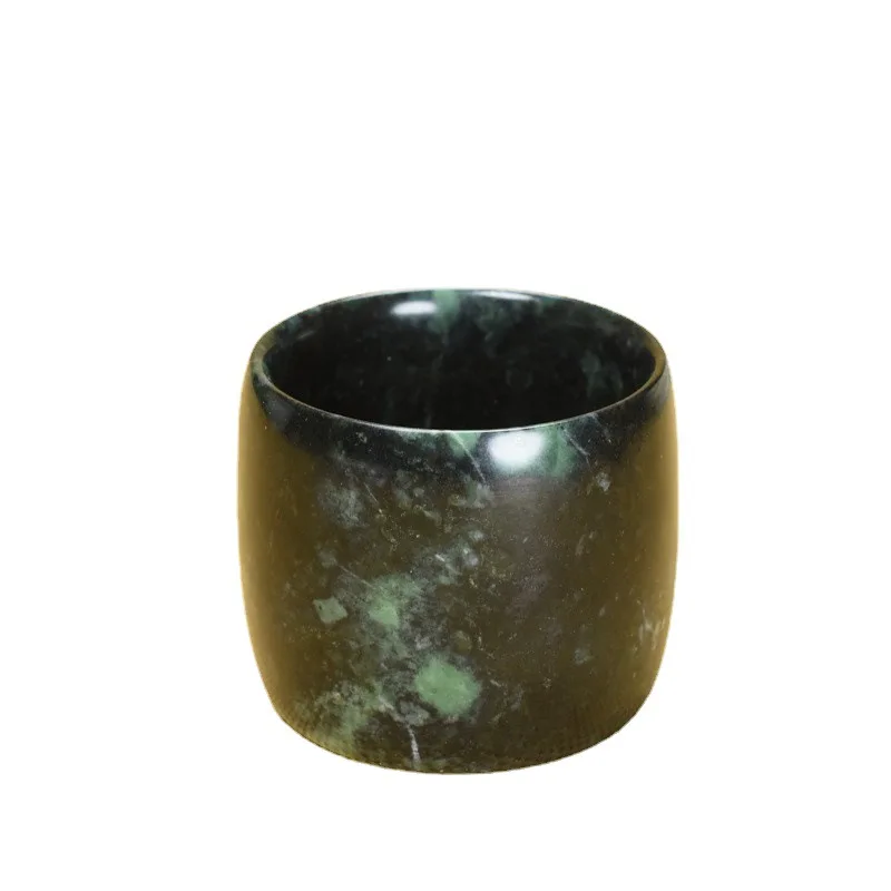 Natural Moyu Jade Bowl Jade Medicine King Stone Tea Cup Tea Set Olive Green Meteorite Magnetic Bowl Chopsticks  Jade Stone