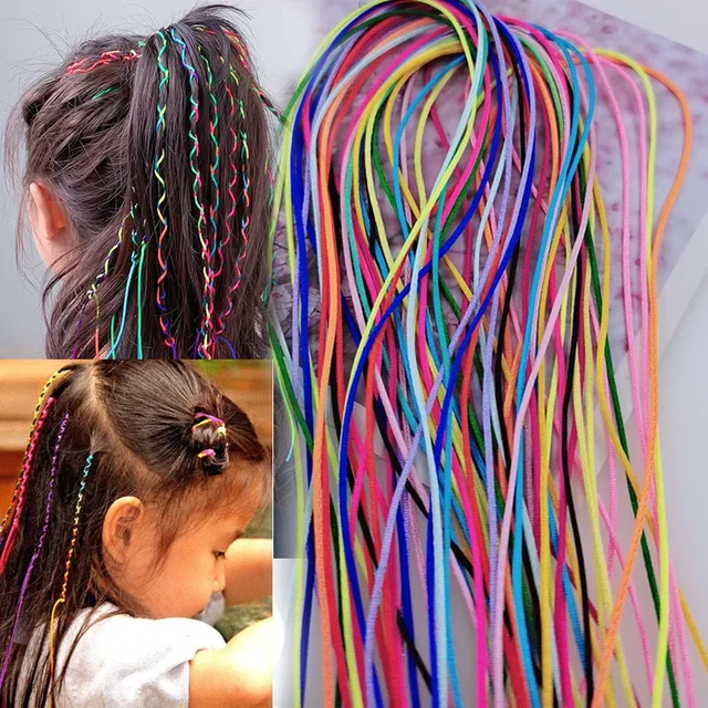 Colorful Hair Strings Hair Tie for Braids, Hair Thread Yarn Braiding Wire  Ribbon 