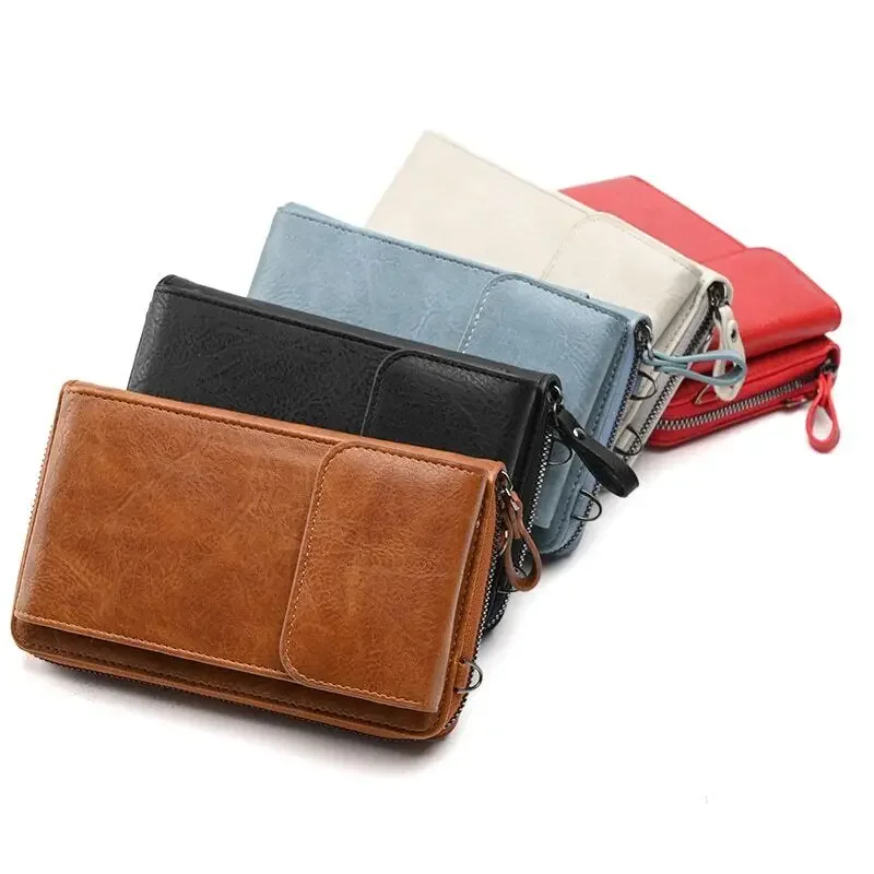 

2203 Phone Wallet Mini PU Leather Card Holder Small Crossbody Bags Shoulder Bag