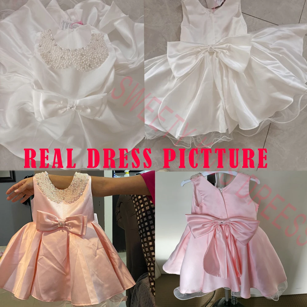 Toddler Wedding Satin Princess Baby Girl Dress Bow 1 Year Birthday Evening Party Newborn Christening Dress for Girl Clothe girls dress,princess costume,kids clothes