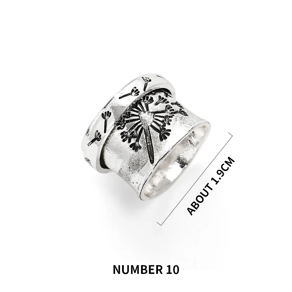 Fashion Antistress Ring For Women Men Spinning Dandelion Rotating Ring  Vintage Jewelry