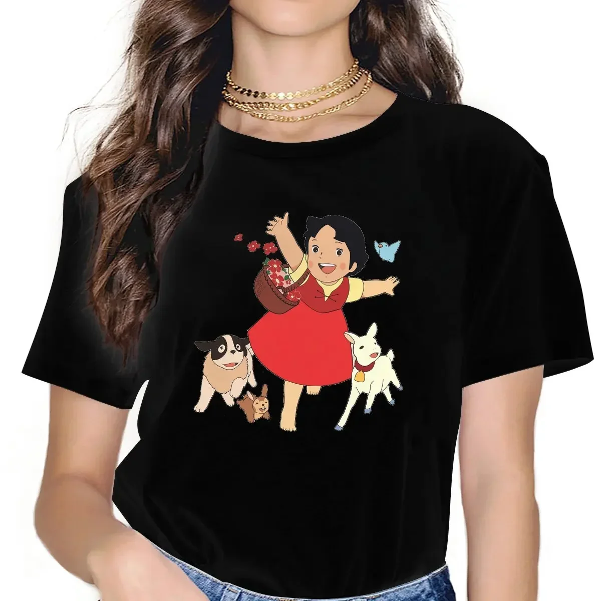 

Casual Cute T-Shirts Women Round Collar T Shirts Heidi Short Sleeve Tee Shirt Classic Clothing