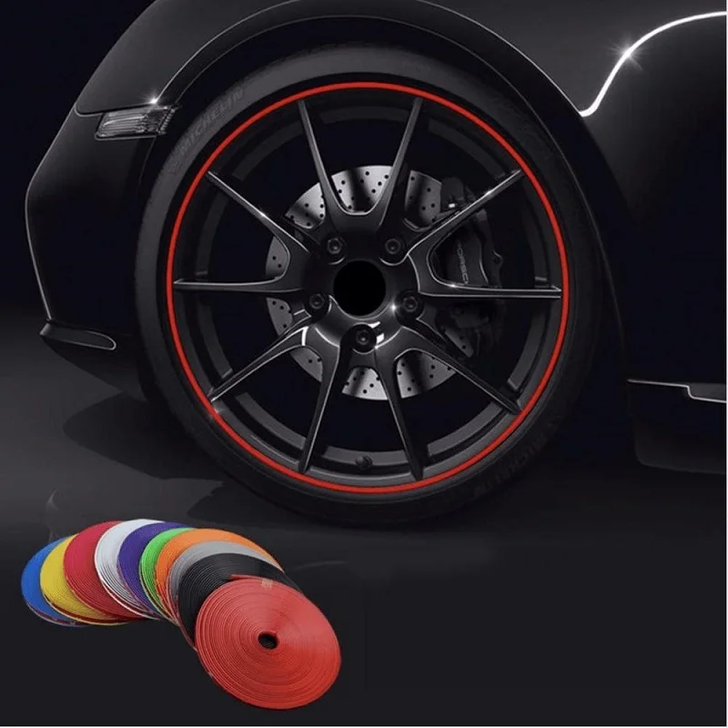 

8M Red Sticker Decoration Strip Wheel Rim Protector Decal Wheel Anti-Collision Strip Tire Edge Guard Car Hub TRANSMO