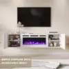 70'' Floating TV Stand with 36'' Electric Fireplace,High Gloss Finish Entertainment Center with 12 Flame Fireplace Insert Heater 6