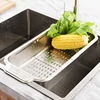 Stainless Steel Drain Basket Retractable Sink Strainer Basket For Washing Basin Bowl Chopsticks Plate Sink Drain Tray 5