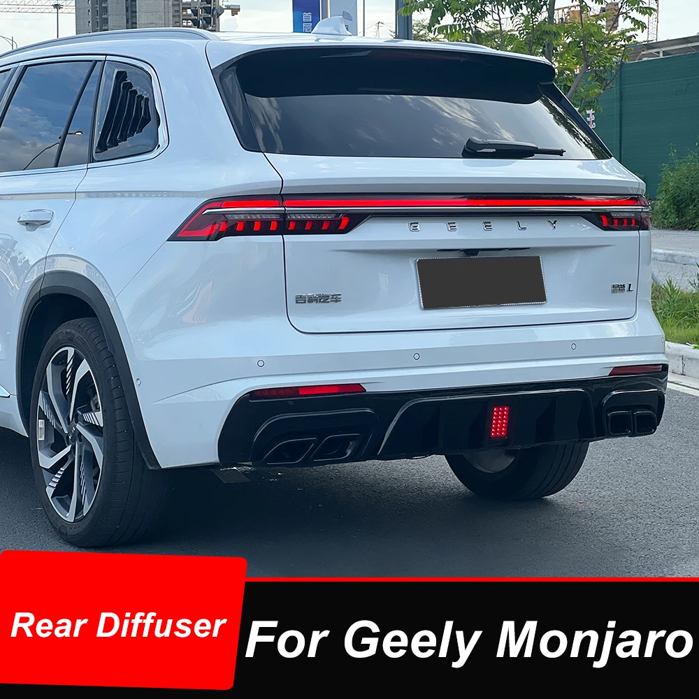 

Monjaro Rear Bumper Diffuser Splitter Bodykit For Geely Xingyue L Monjaro 2021 22 23 Black Carbon Exhaust Pipe Accessories Parts
