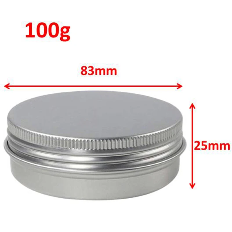 Set of 10 Silver Aluminum Screw Top Tins