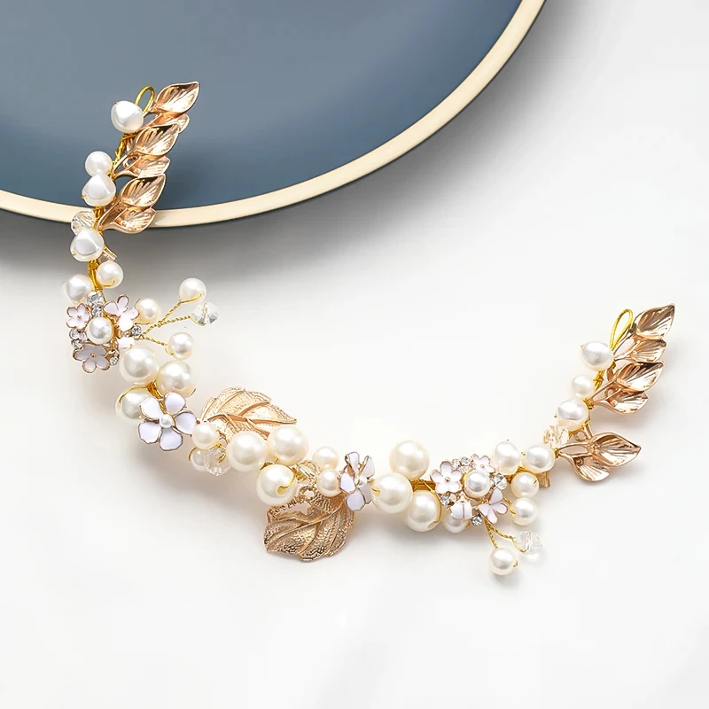 Fashion Women Pearl Crystal Tiara Boho Bridal Hairbands Jewelry Accessories For Wedding Photo Party Gift Hair Ornaments