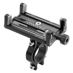 Durable Aluminum Adjustable Bicycle Phone Holder - Nonslip MTB Mount Stand (Black)