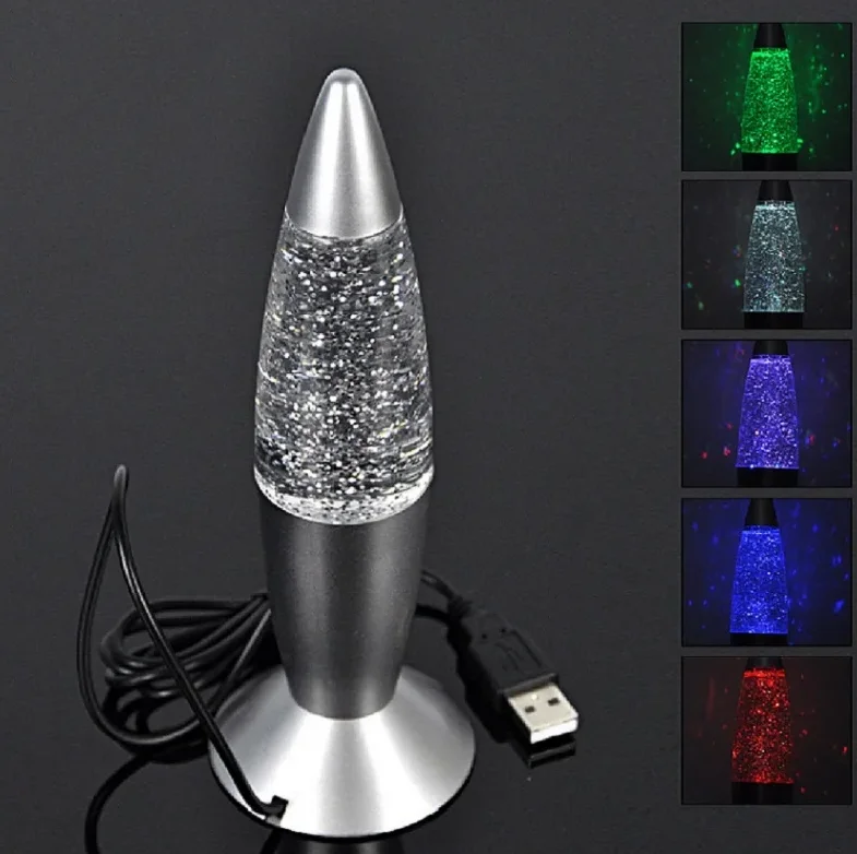 مصباح صاروخي LED يعمل بـUSB مع تغيير الألوان، إضاءة ليلية RGB، مصباح مكتب مزاجي، إضاءة طاولة زخرفية مع مفتاح تشغيل وكابل 120 سم، لديكور غرف النوم والألعاب