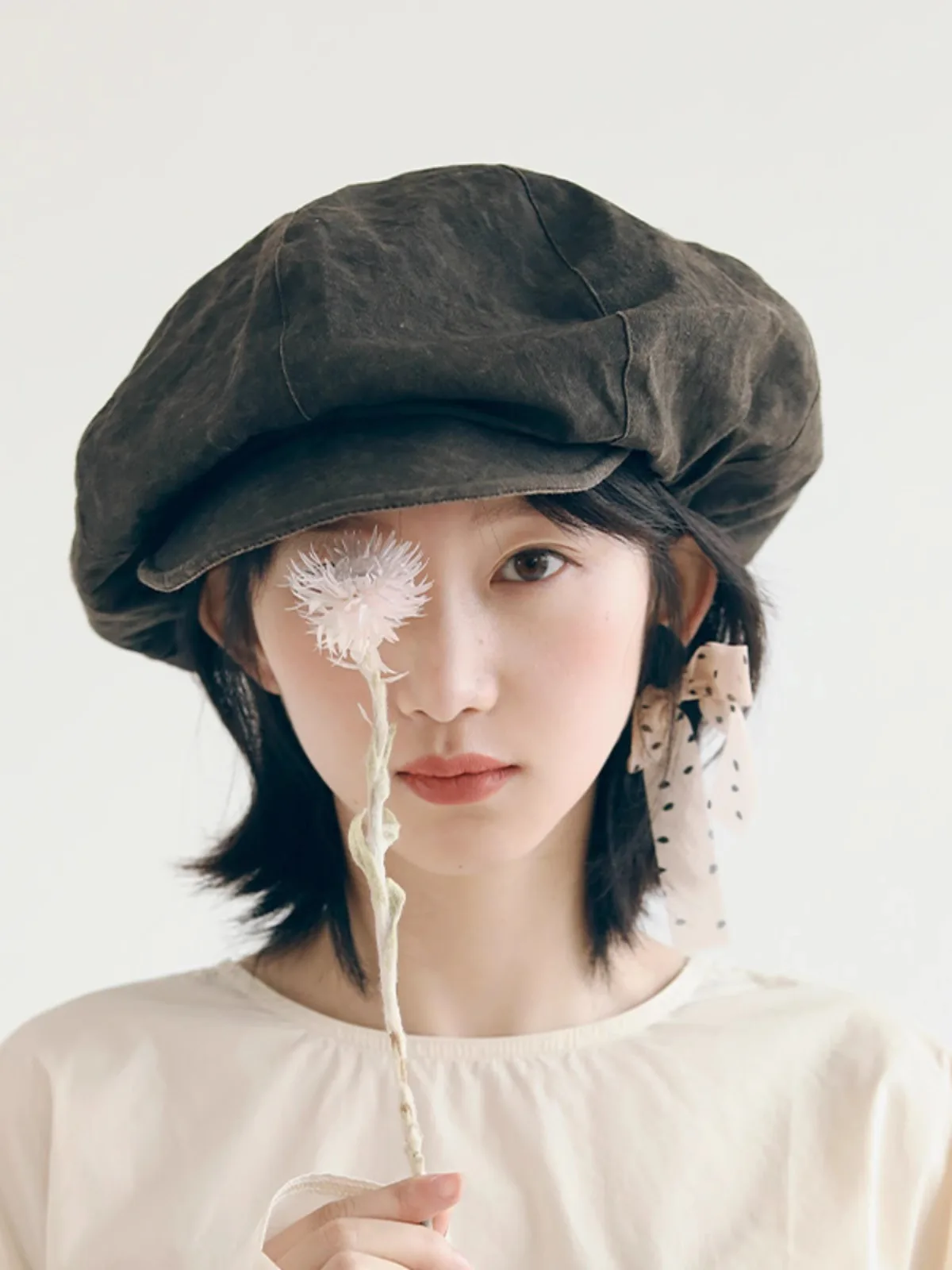 The original designer left cloud hat autumn-winter persimmon dyed art painter hat woman