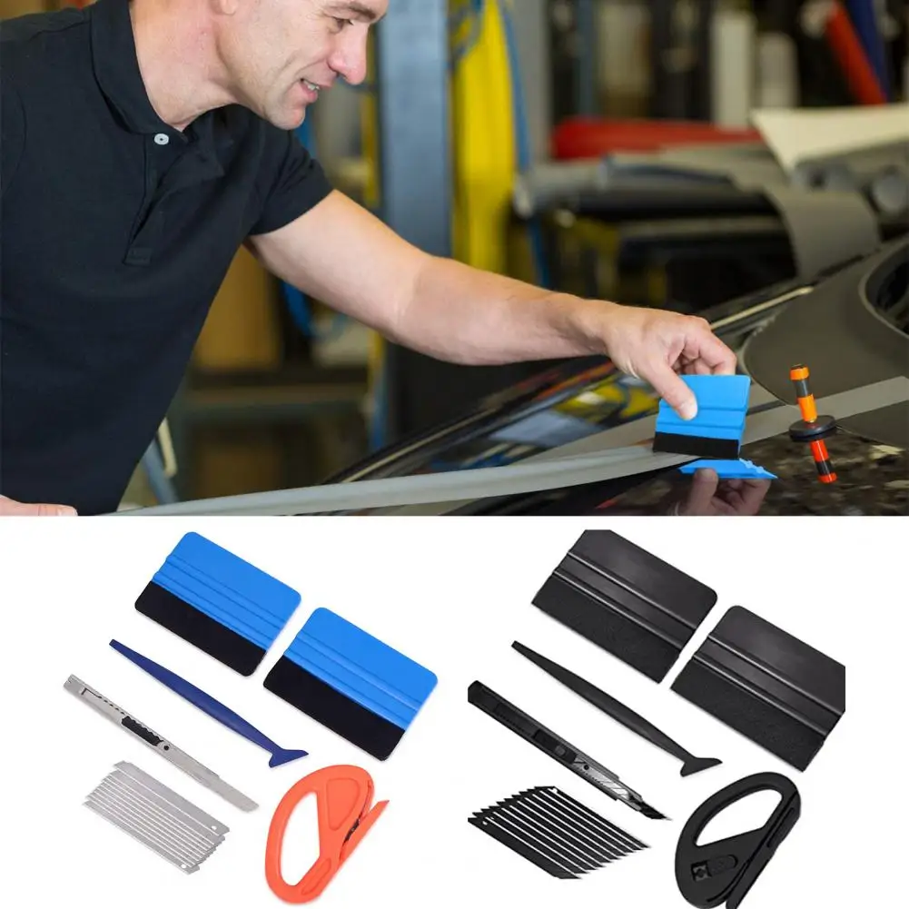 Window Film Tool Set Professional Car Wrap Tint Kit 15-piece Set with Window Film Tools Square Flannel Squeegee Carving Cutter