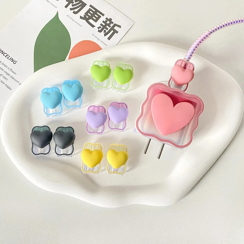 Charger Protector Cable Organiser for iPhone 14 13 Pro Max 18W 20W 3D Cartoon Love Heart Data Cable Management Cord Winder Kit cable organizer cable protector cable wire protector charger protector charger protective cover charger protective case