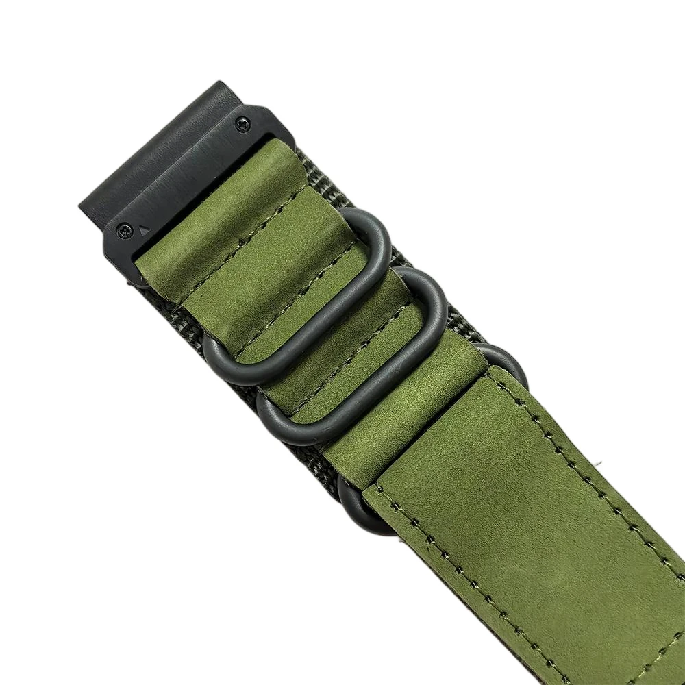 Rugged Hybrid Leather Nylon Watchband - 26mm Strap