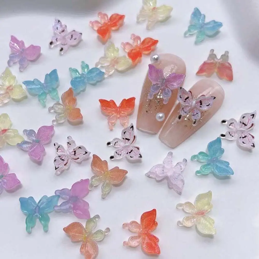 

30Pcs Mixed Butterfly UV Light Variable Nail Decorations DIY Manicure Accessories Resin Random Color 3D Nail Art Rhinestones