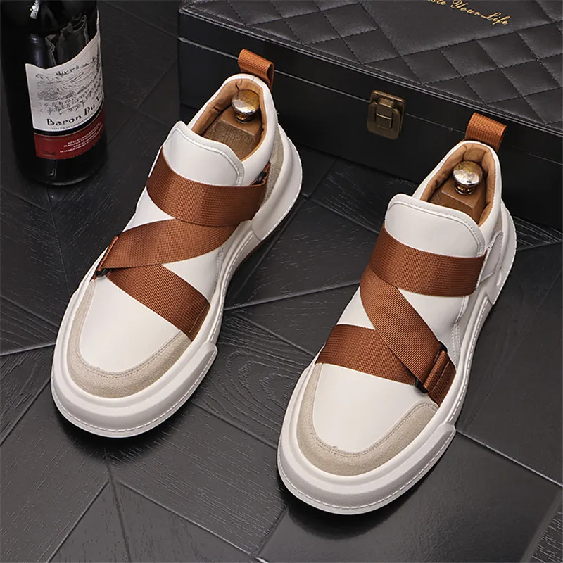 White Men Platform Shoes Thick Sole Skateboarding Shoes Man Sneakers