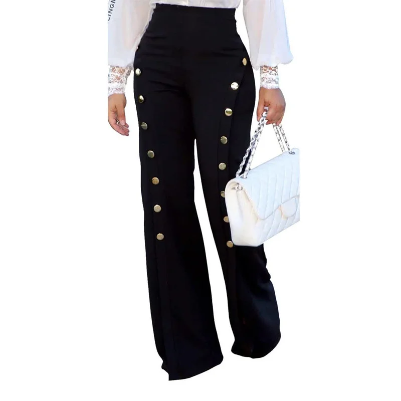 2023 Elegant OL Style Trousers 2023 Summer Women Casual High Waist Party Pantalon Femme Casual Wide Leg Long Pants Streetwear