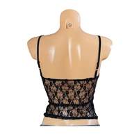 Débardeur transparent en dentelle florale et maille, Vintage des années 90, bretelles Spaghetti, haut d'été sans manches pour femmes, Y2K Fairycore, dos nu, haut court 3