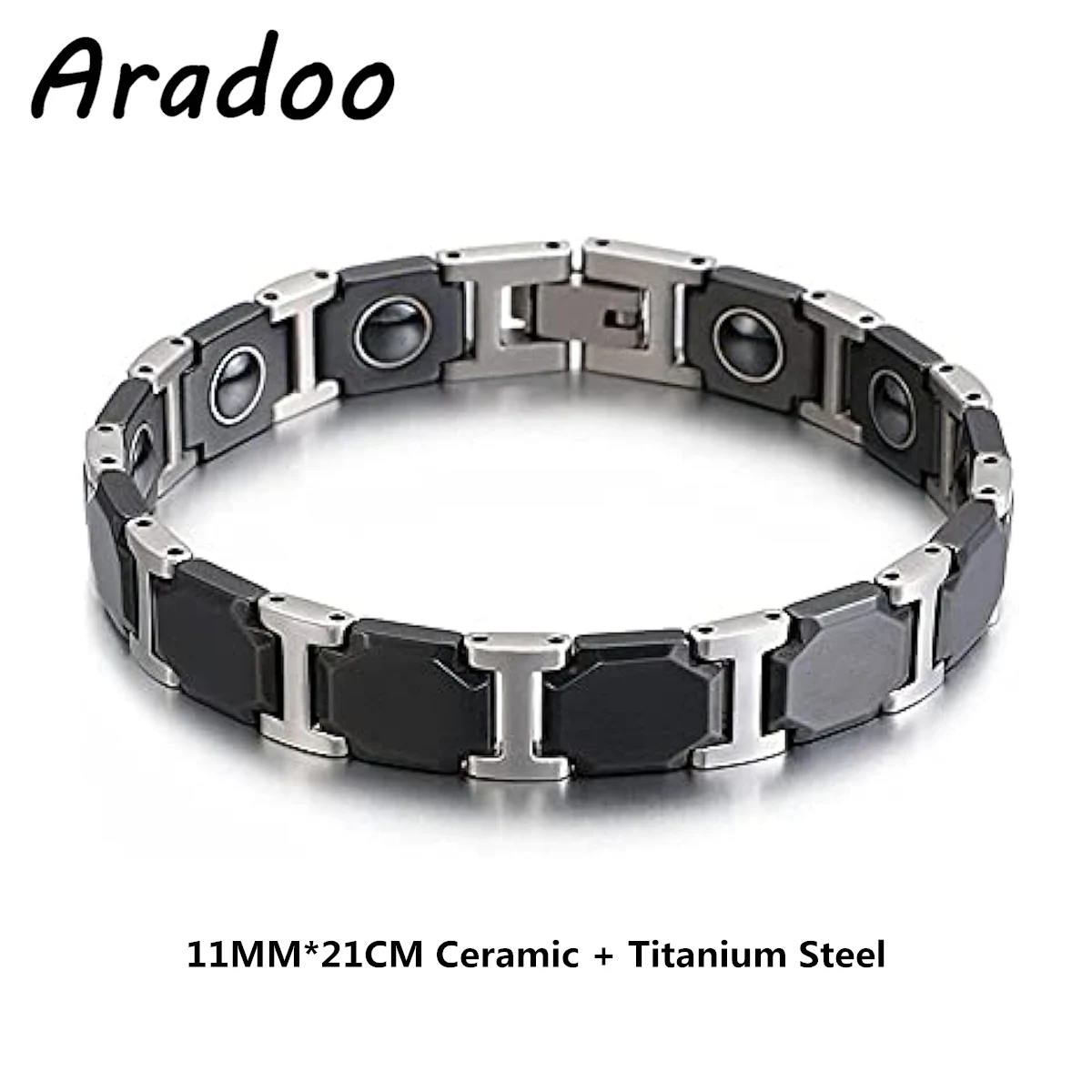 Titanium Steel & Ceramic Magnetic Hematite Sport Bracelet