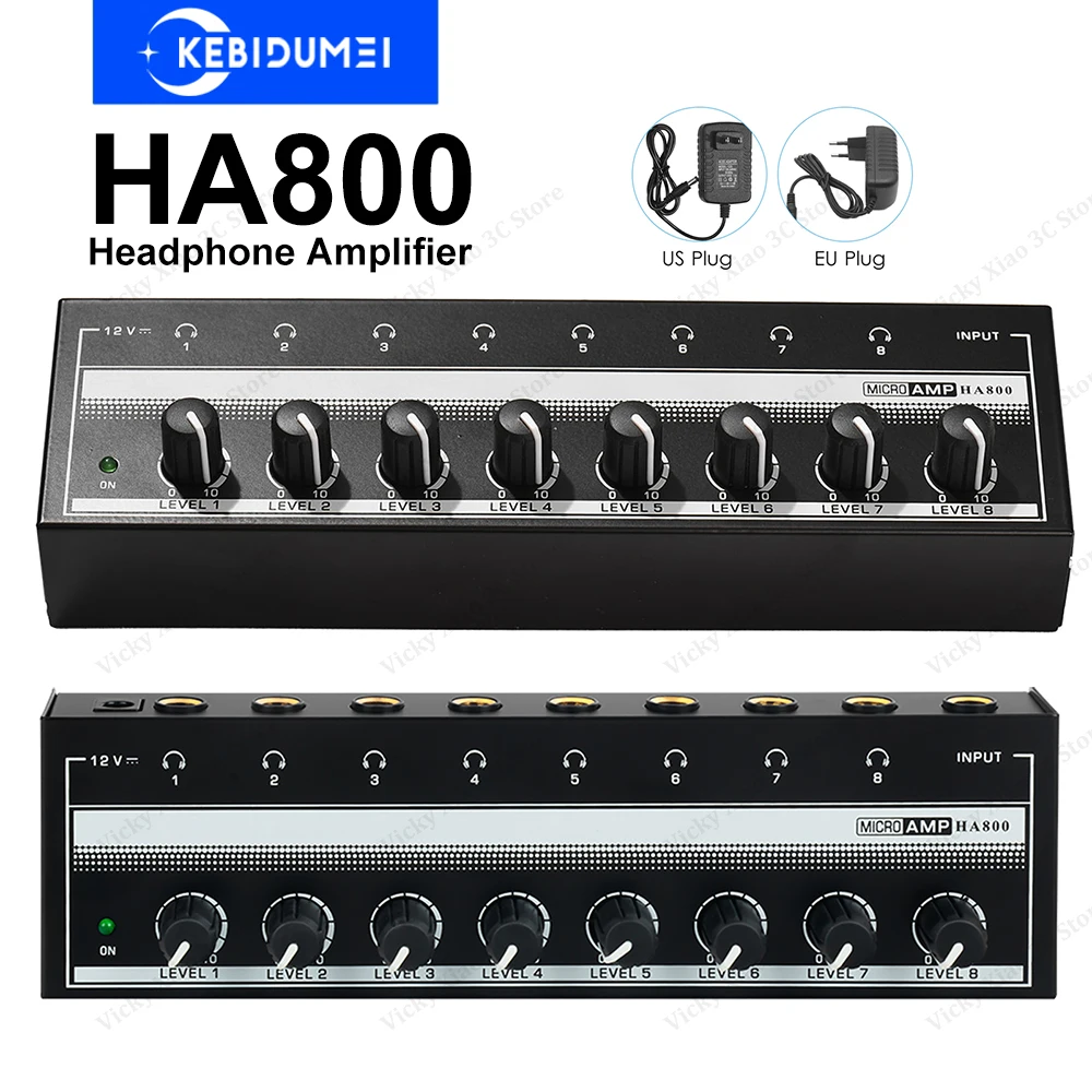 8 Channels Headphone Amplifier Mini Amplifier with Stereo/Mono Switch Profession