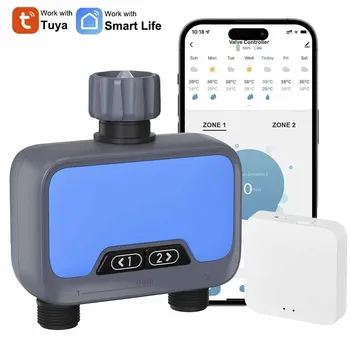Wifi Automatic 2 Zones Water Timer With Gateway Dual Hose Garden Irrigation Watering System Sprinkler Programmer Support Alexa 1