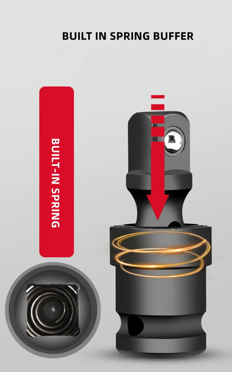 1/2 Zoll Universal-Gelenkadapter für Steckschlüssel 360° ° Schwenkbarer Stahlkugel-Schlagschraubersatz Elektrischer Schraubenschlüssel-Steckschlüssel-Verlängerungssatz – Detail 5