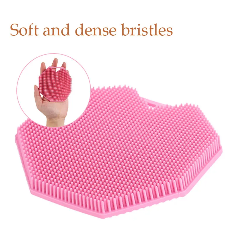 Silicone Body Scrubber Natural Bristles Skin Exfoliator Scrub Shower Sponge Brush Silicone Bath Shower Brush body scrubber