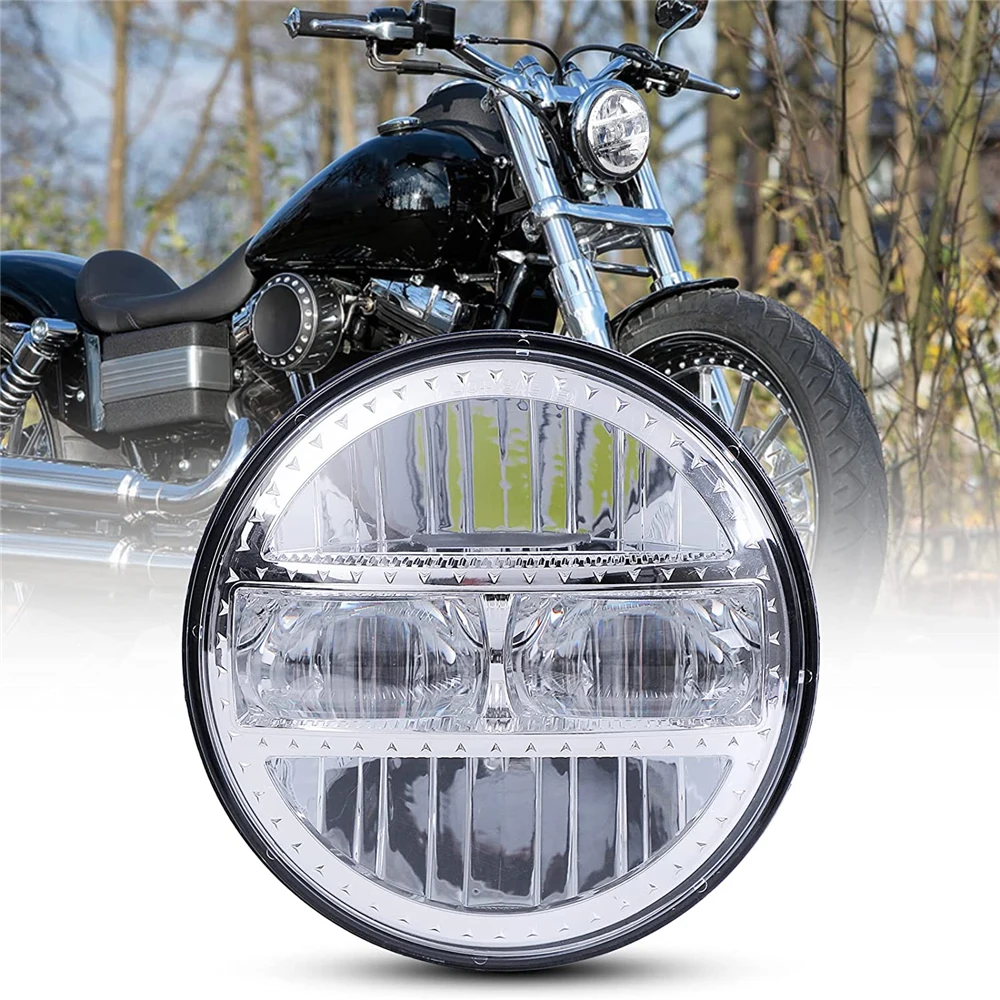 Black 5.75Inch Motorcycle Projector Led Headlight 5.75" H4 Headlamp With DRL For