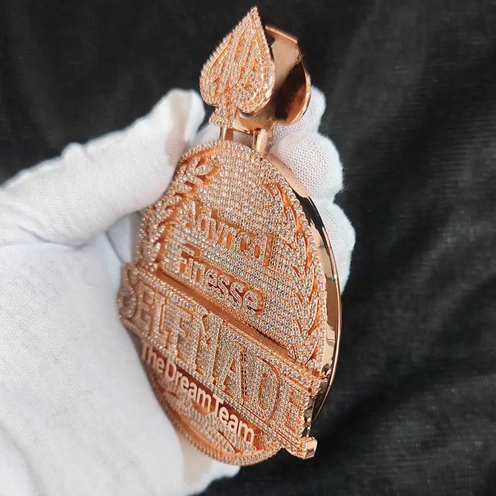Custom Buckle Fashion Hip Hop Pendant Bling Bling Luxury Iced Out Jewelry Copper+Zircon Diamond Charm Custom Pendant Necklace