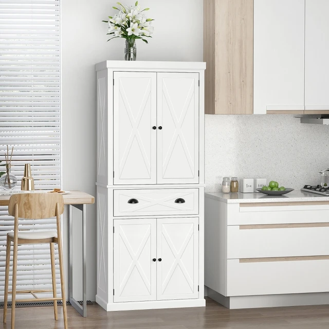 The Kitchen Pantry Storage Cabinet with Drawers and Adjustable