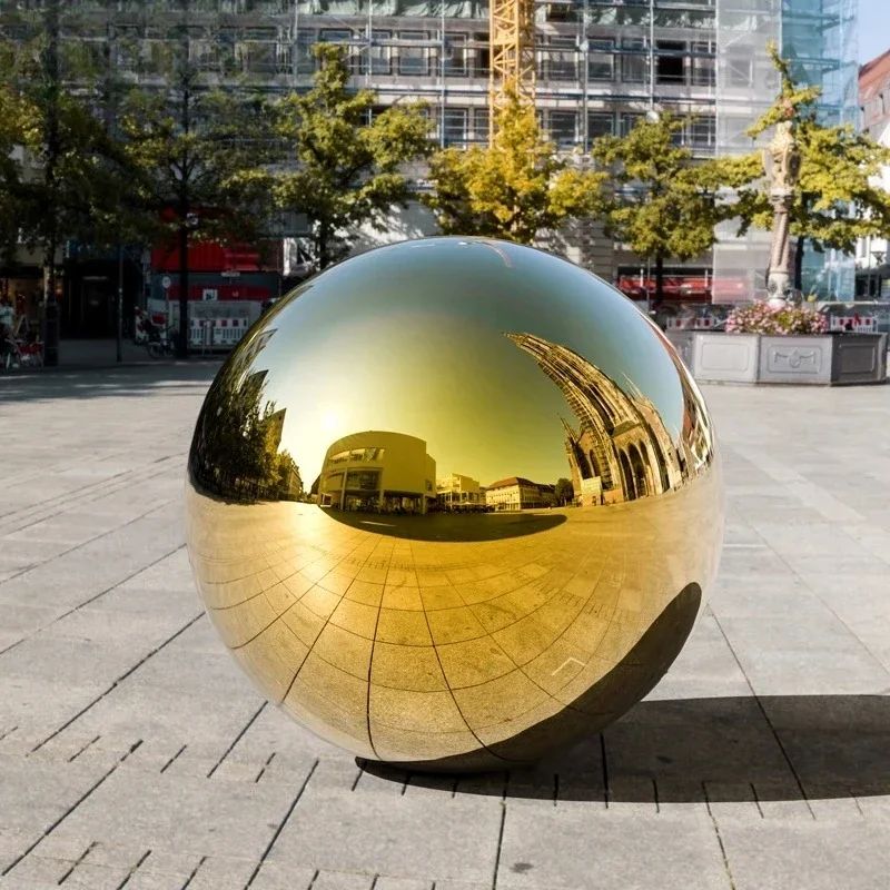 Dia 19-300mm 304 Stainless Steel Hollow Ball Golden 1.0mm Titanium Gold Metal Hollow Ball Golden Mirror Surface Decorative Ball