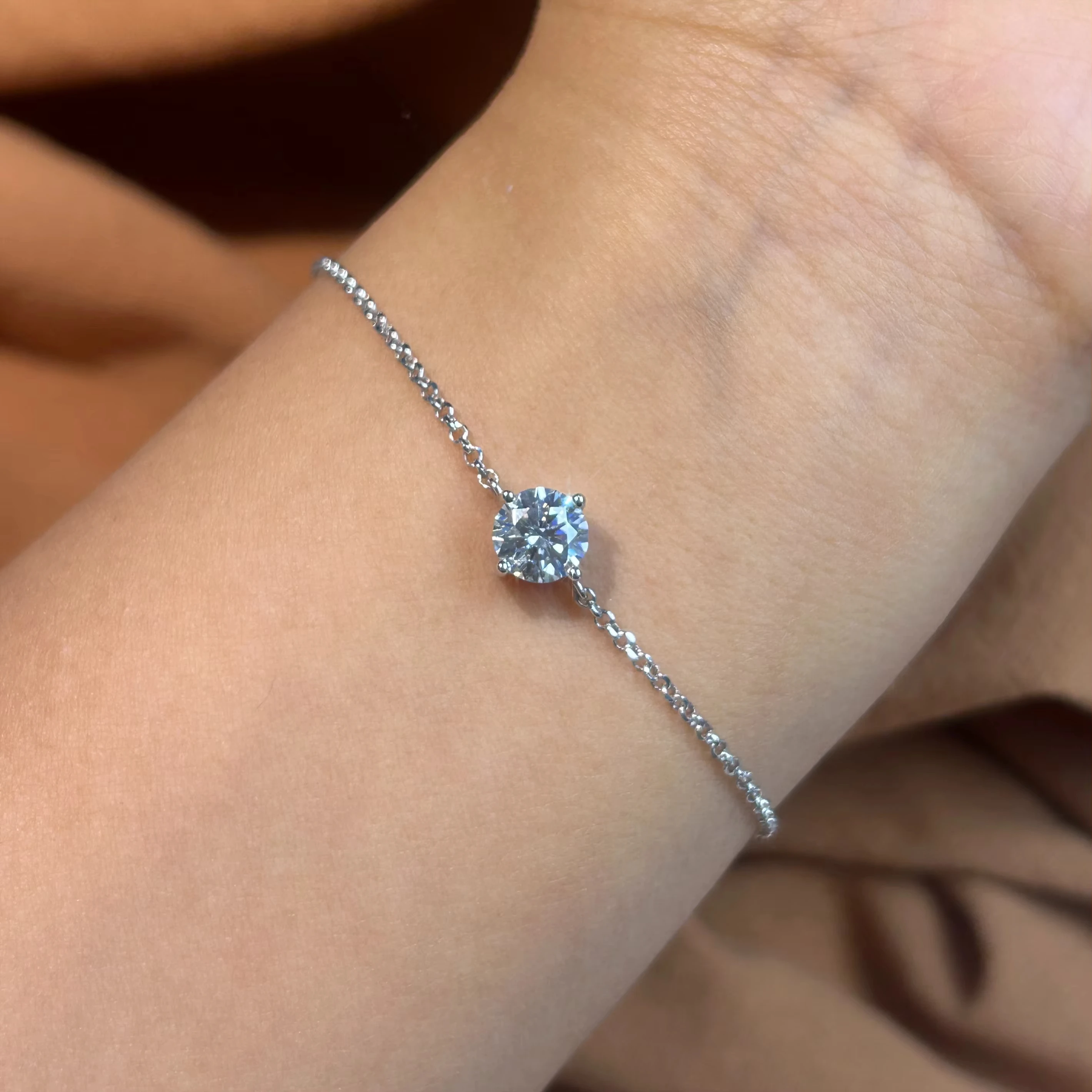 Certified 1CT Moissanite Solitaire Bracelets Women Real Silver S925 Classic Lab Diamond Adjustable Wrist Chain Jewelry Men