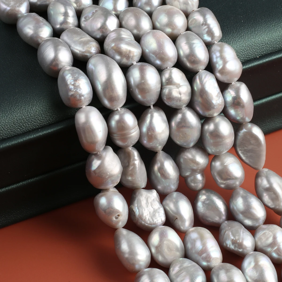 Natural Pearl Grey Straight Hole Two-Sided Light Exquisite Shape for DIY Jewelry Making Handmade Bracelet Necklace Length 36cm