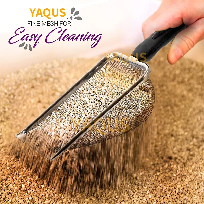 Pet Cleaning Tools Stainless Steel Feces Shovel Pet Cleaning Tools Cat Litter Shovel Reptiles Snake Lizard Chameleon Sand Mesh Fecal Spoon
