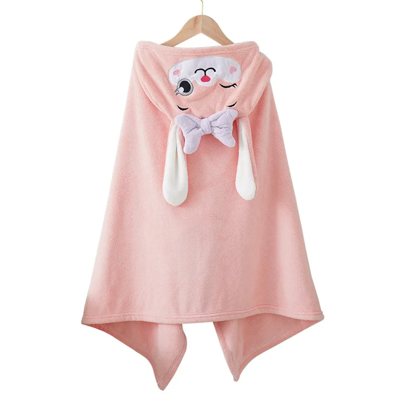 3D Cartoon Kids Hooded Shower Towel 70*130cm Ponchos Boys Girls Beach Towel Coral Fleece Wearable Children Bathrobe Bath