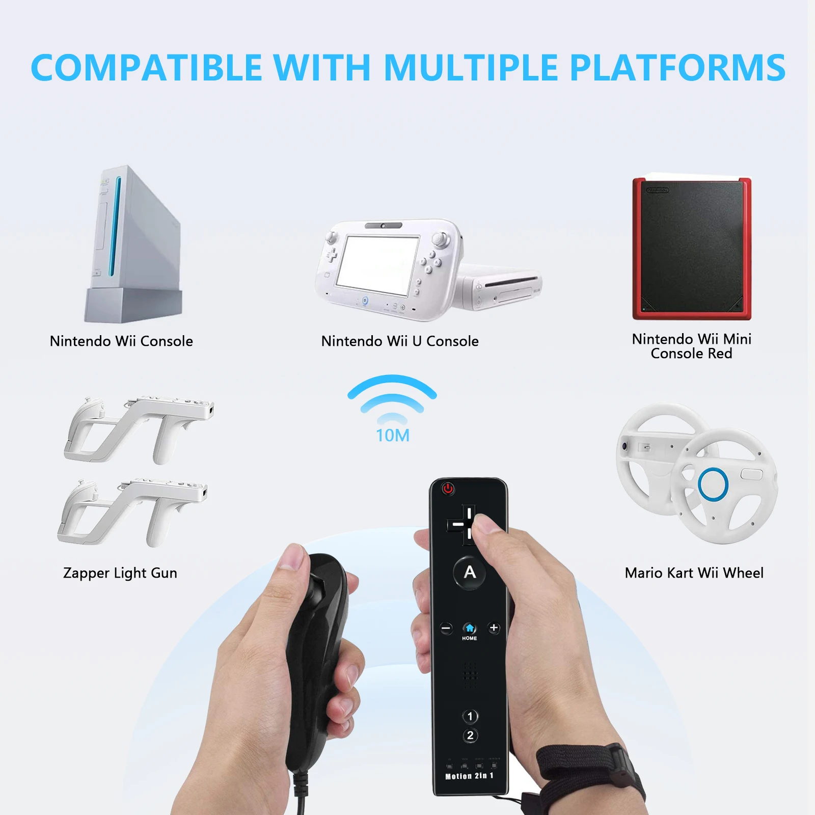 Built-in Motion Plus Remote Compatible For Nintendo Wii/Wii U Controller Console Set Wireless Bluetooth Gamepad with Soft cover,wireless game controller