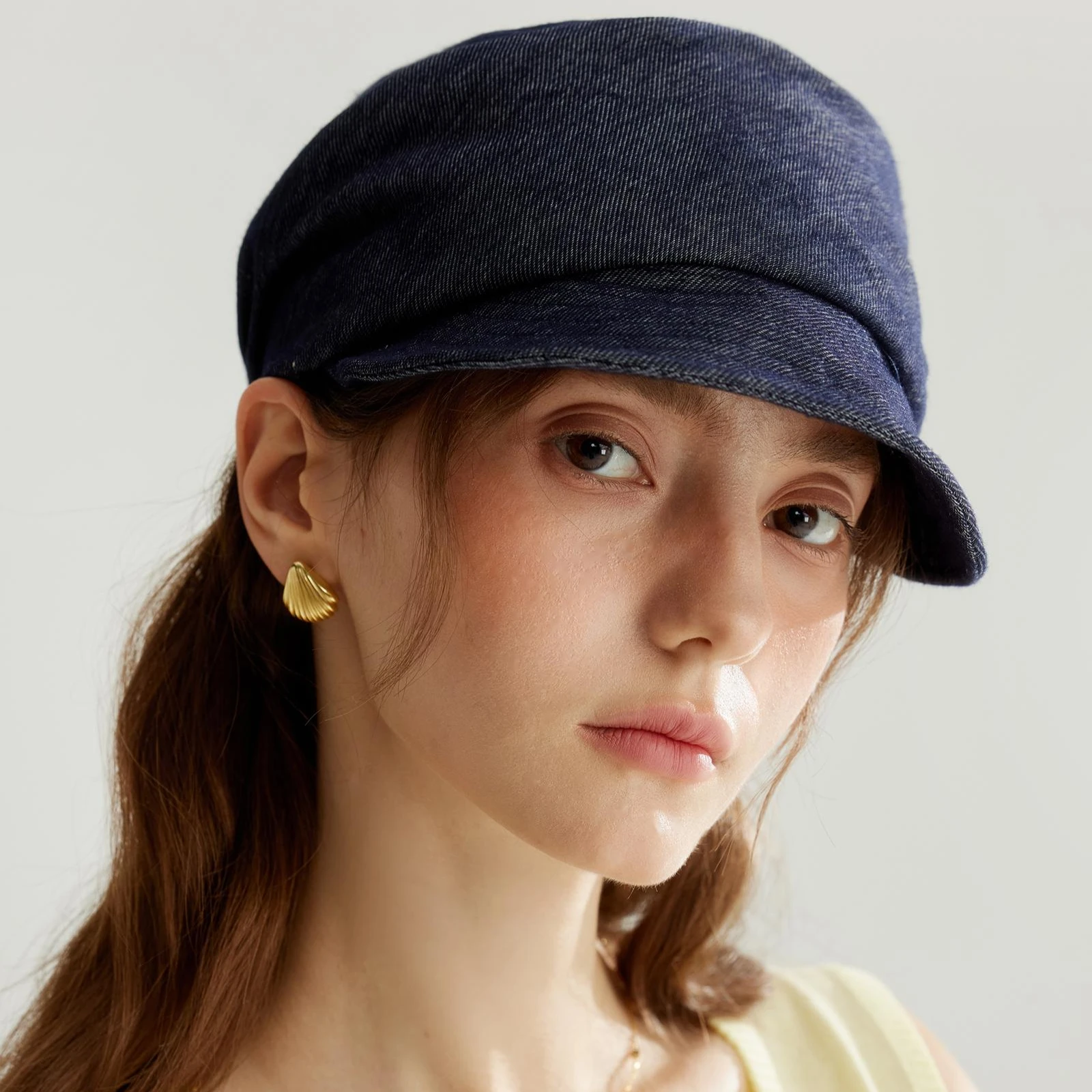 Versatile Cotton Equestrian Hat Octagon Hat for Women, Vintage Denim Newsboy Caps, Comfortable for Spring & Summer