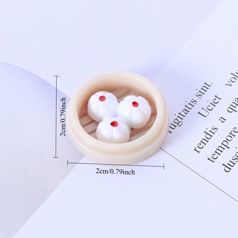5PCS Food Simulation Desktop Ornaments, Mini Food Dragon Bags, Steamers, DIY Accessories, Home Desktop Decorations