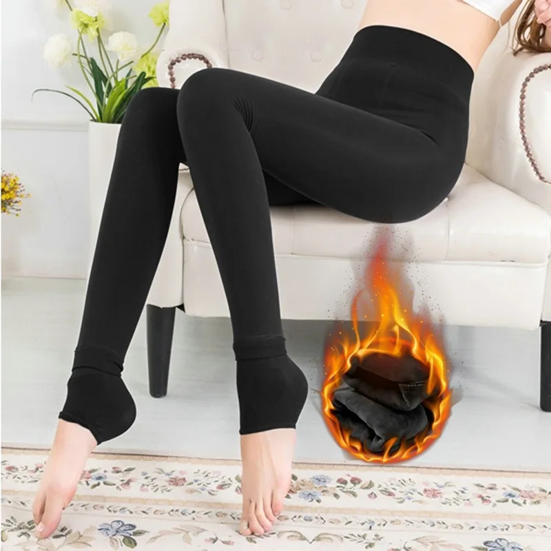 Winter Warm Leggings Women's Thermal Pants Polar Pantyhose Sock Lined Pants  Velvet Tights Skin Effect High Waist Wool Leggings - AliExpress